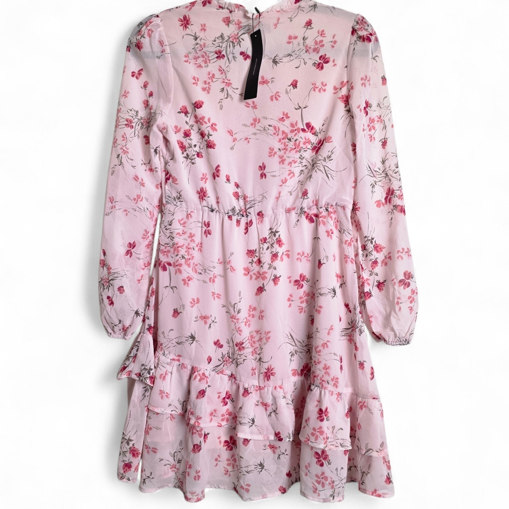 Allegra K Pink Floral Long Sleeve Dress - Picture 10 of 13